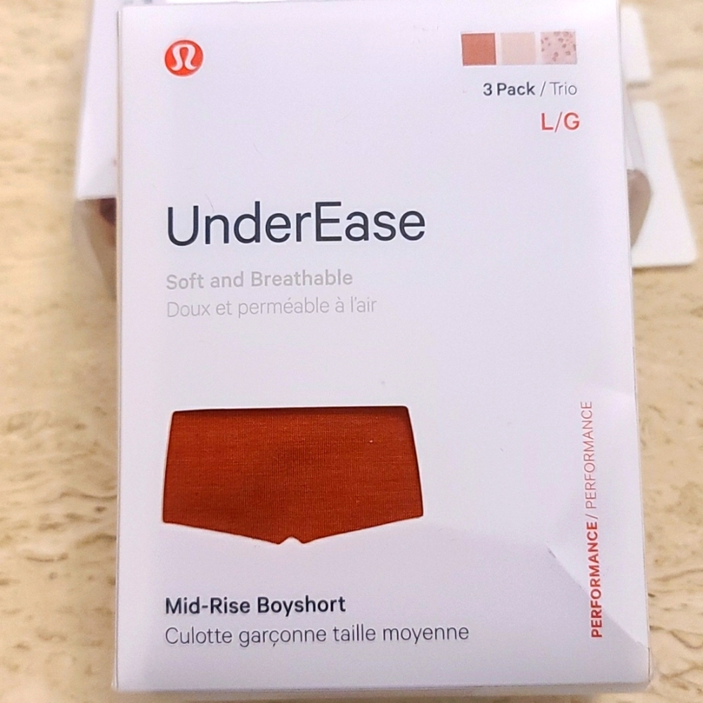 LuluLemon UnderEase Mid-Rise Boyshort Underwear 3 Pack